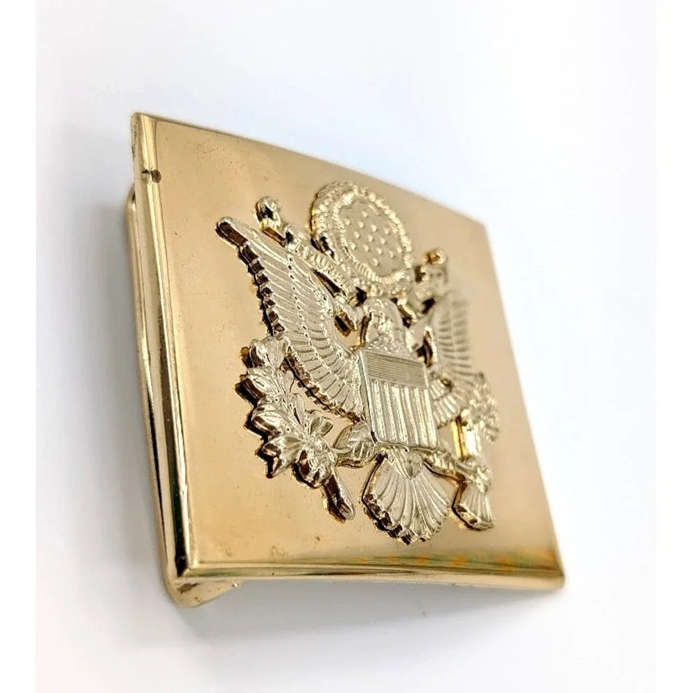 VTG Vanguard V-21 US Military Eagle Great Seal Belt Buckle Gold Tone Made in USA